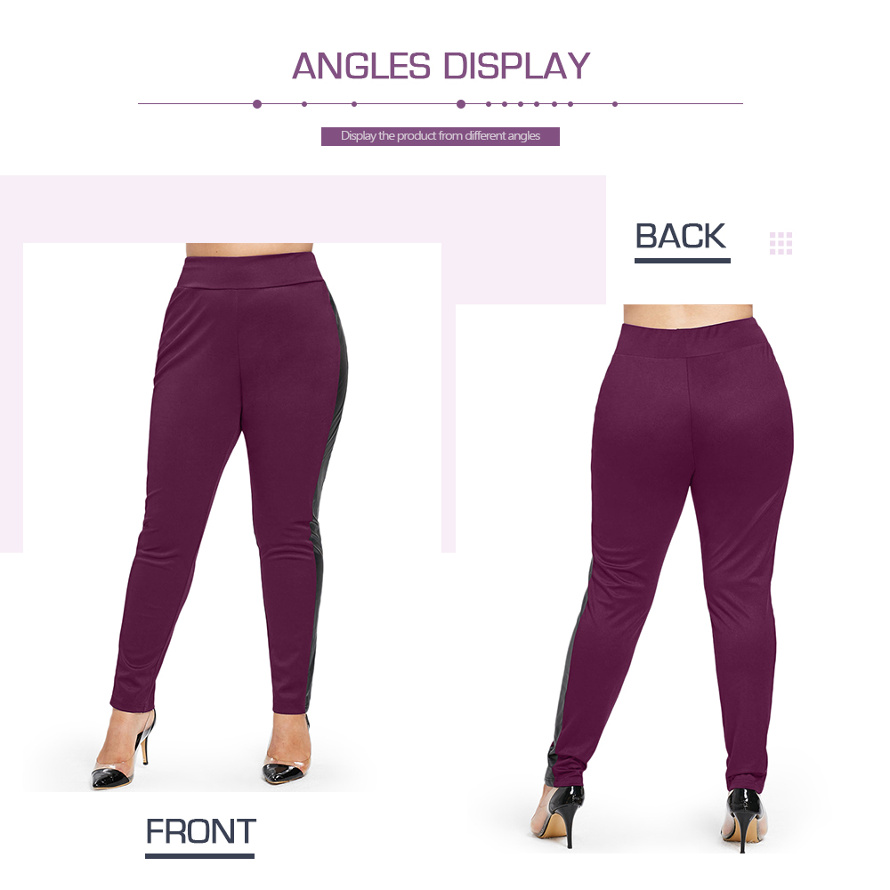 Plus Size PU Detail Leggings