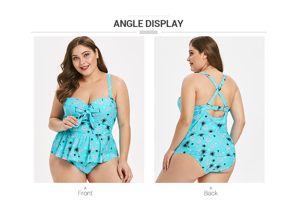 Plus Size Flamingo Print Underwire Tankini Set