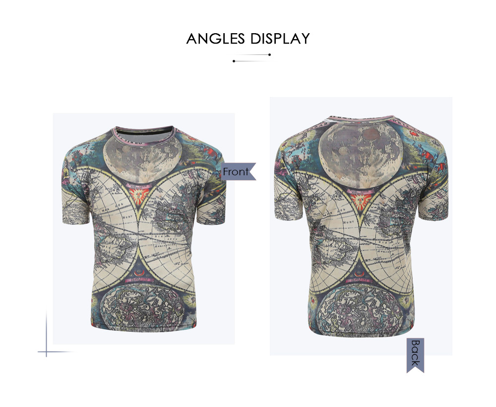 World Map Printed Casual Short Sleeves T-shirt