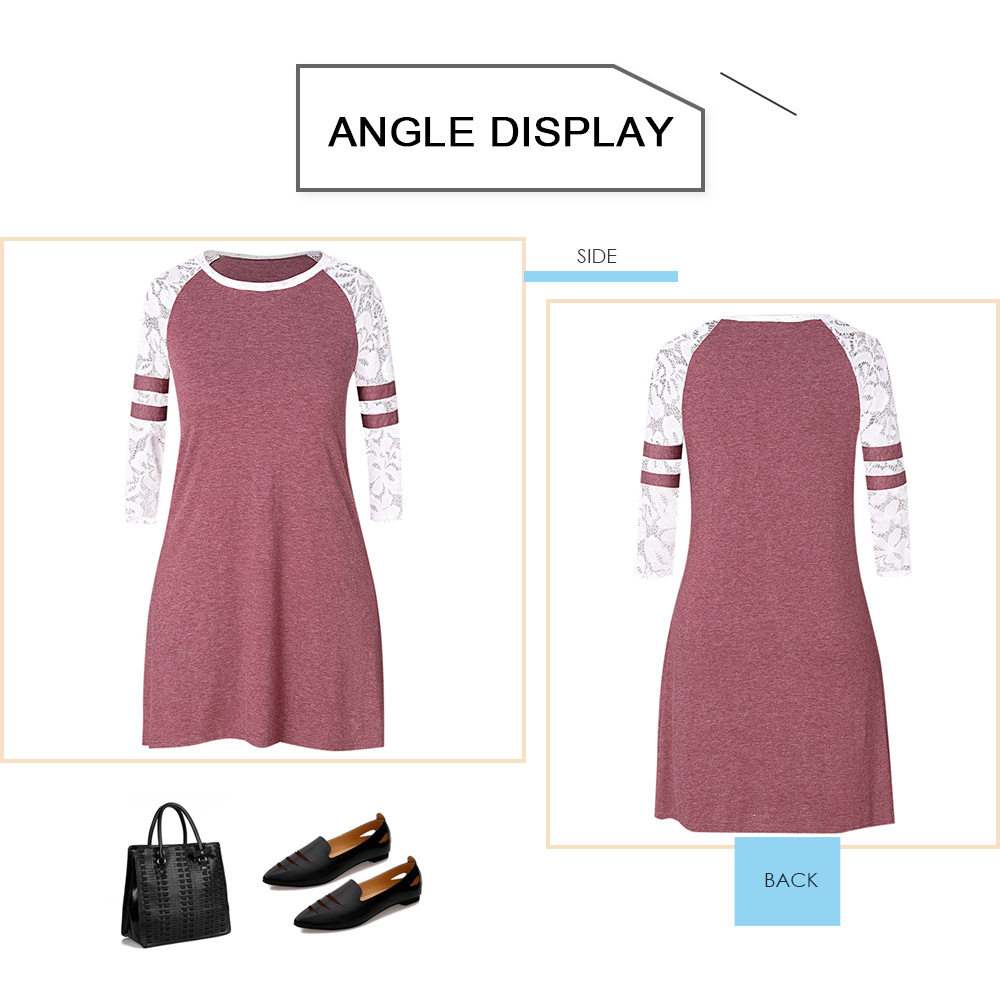 Plus Size Lace Panel Raglan Dress