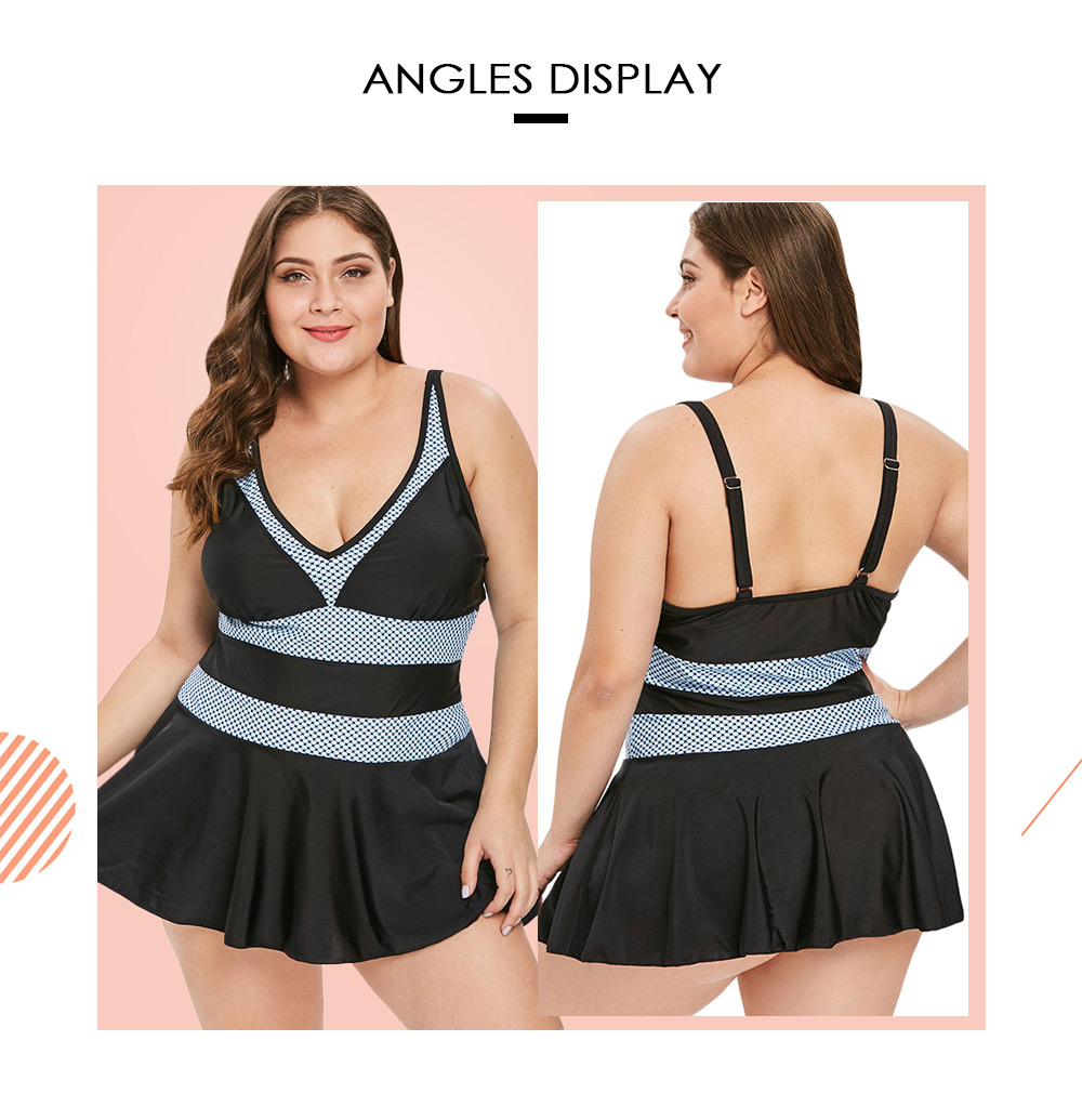 Plus Size Contrast Tankini Set