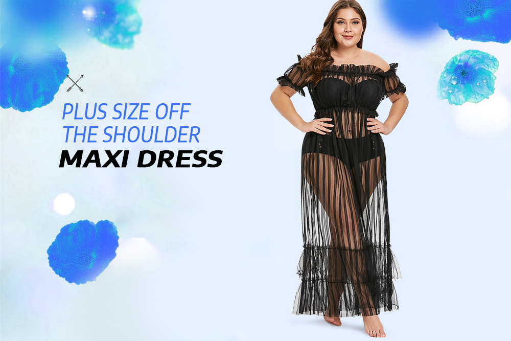 Plus Size Off The Shoulder Flare Lingerie Dress