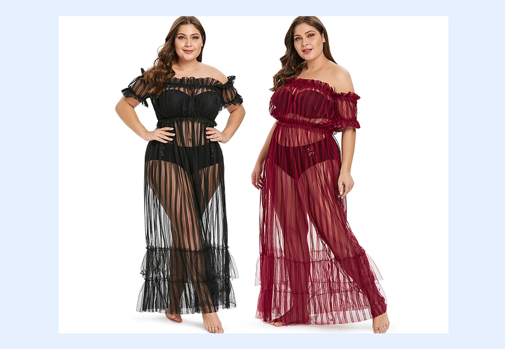 Plus Size Off The Shoulder Flare Lingerie Dress