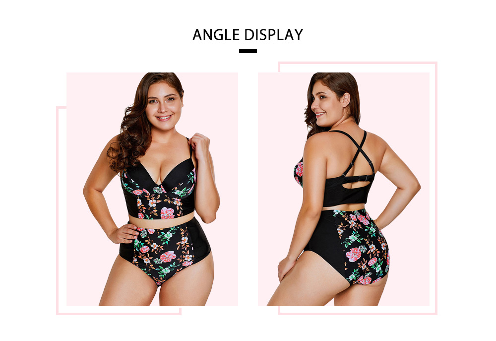 Plus Size High Waisted Floral Print Bikini