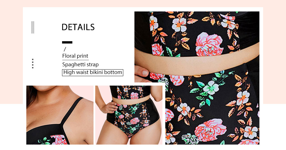 Plus Size High Waisted Floral Print Bikini