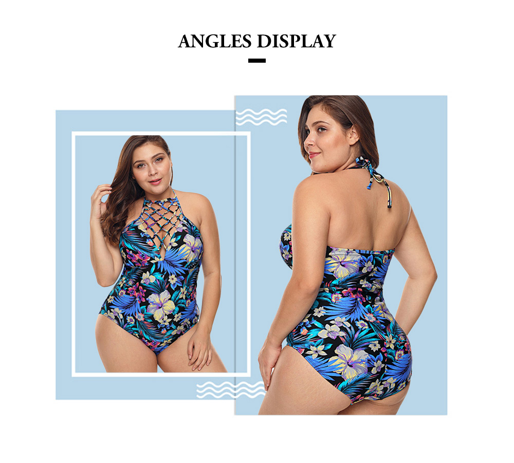 Plus Size Floral Print Cutout Swimwear