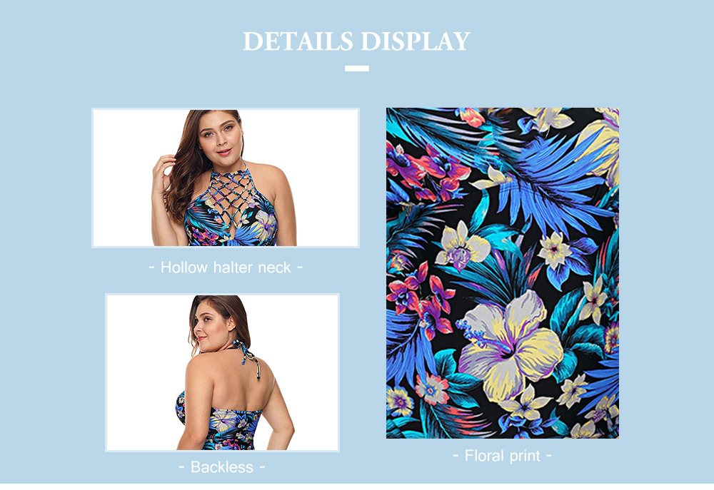 Plus Size Floral Print Cutout Swimwear