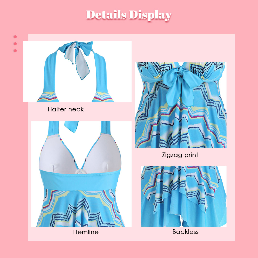 Plus Size Underwire Zigzag Print Tankini set