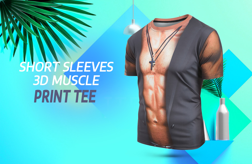 Short Sleeves 3D Muscle Print Tee