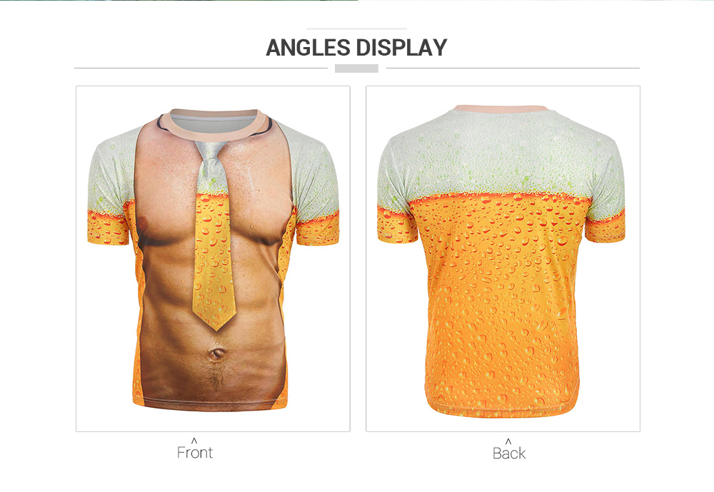 Short Sleeves Muscle Tie 3D Print Tee