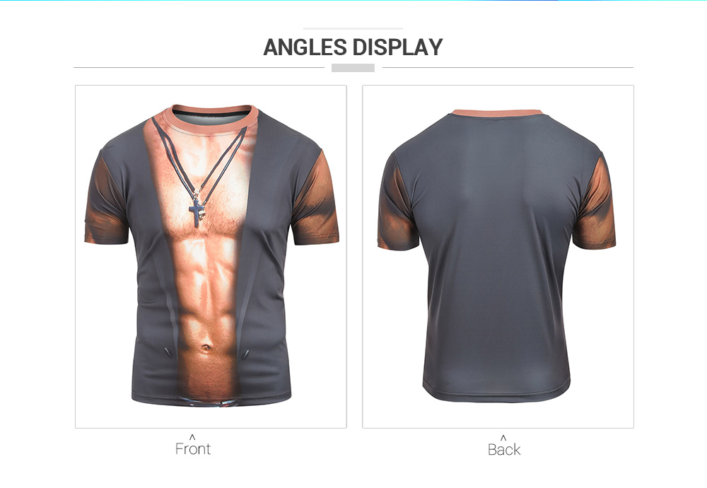 Short Sleeves 3D Muscle Print Tee