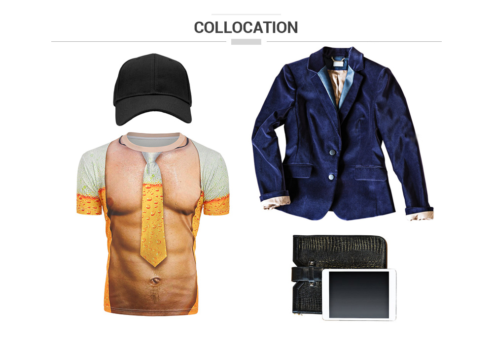Short Sleeves Muscle Tie 3D Print Tee