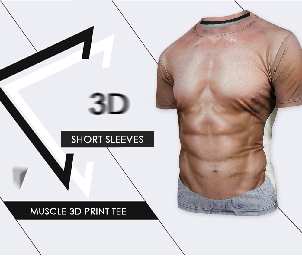 Short Sleeves Muscle 3D Print Tee