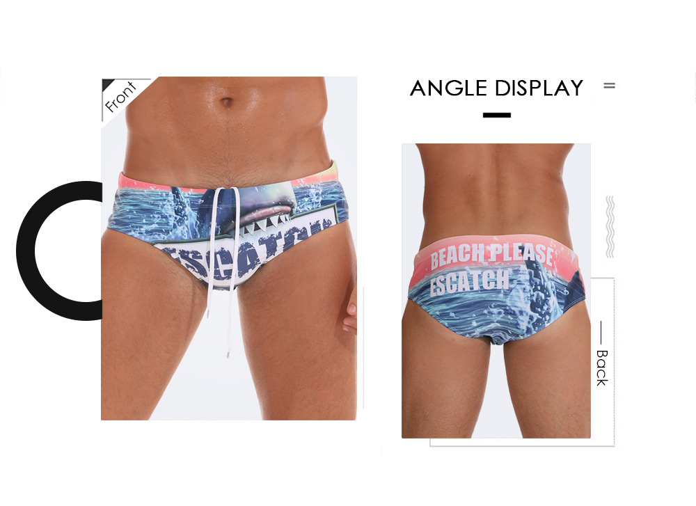 Letter Print Drawstring Swimming Briefs