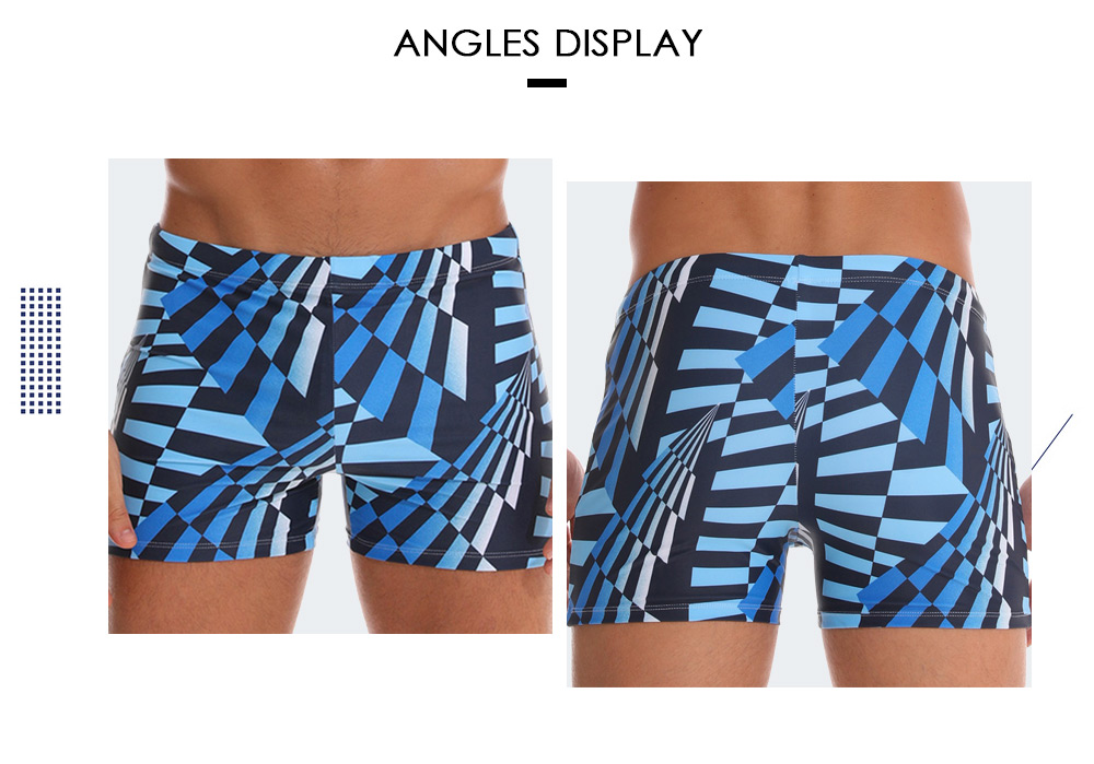 Geometric Print Drawstring Swimming Trunks