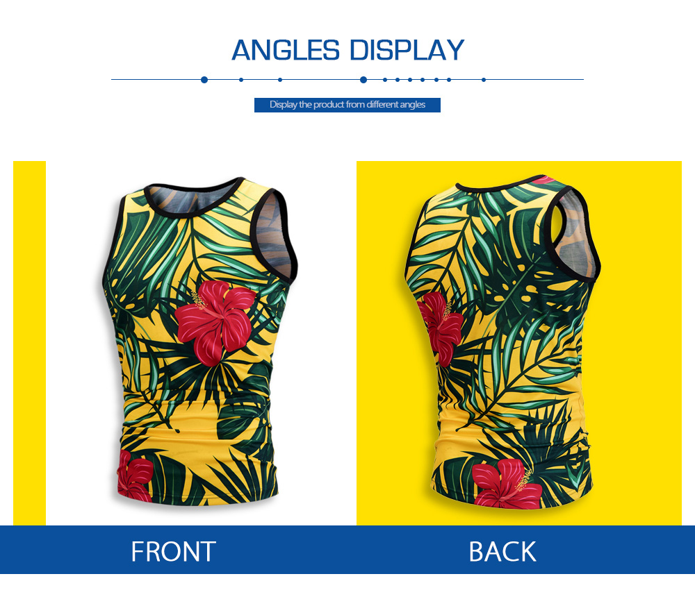 3D Tropical Plant Printed Tank Top