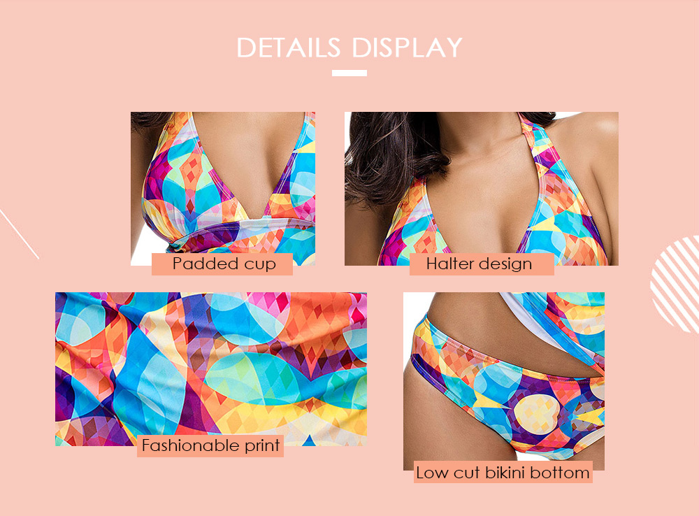 Halter Low Cut Printed Tankini Set