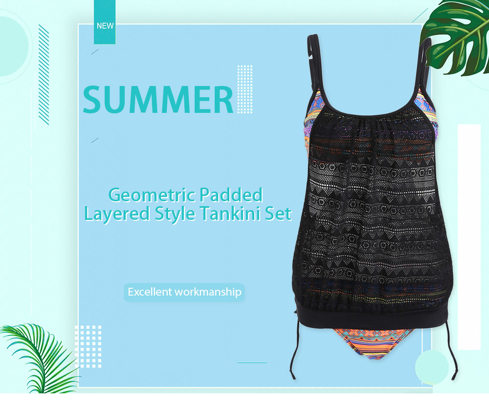 Geometric Padded Layered Style Tankini Set