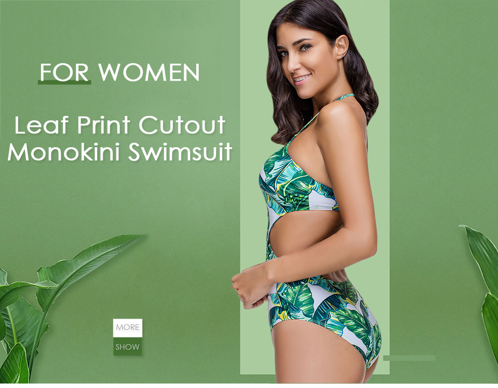 Palm Leaf Print Monokini Swimsuit