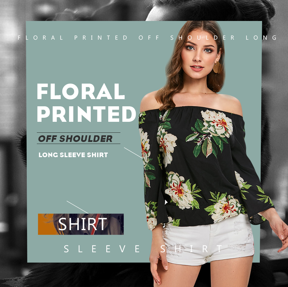 Printed Elastic Off The Shoulder Top