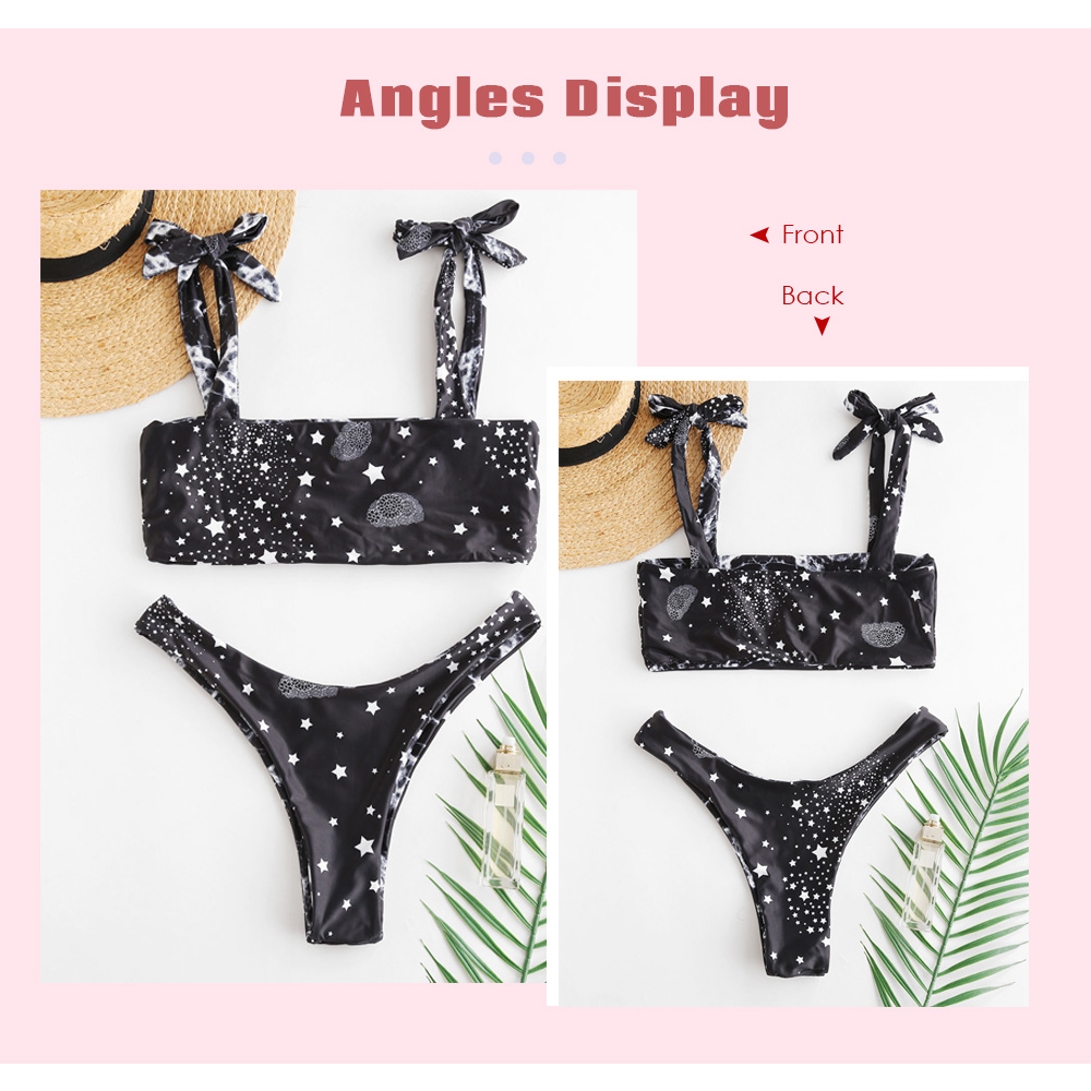 Self Tie Stars Print Bikini Set