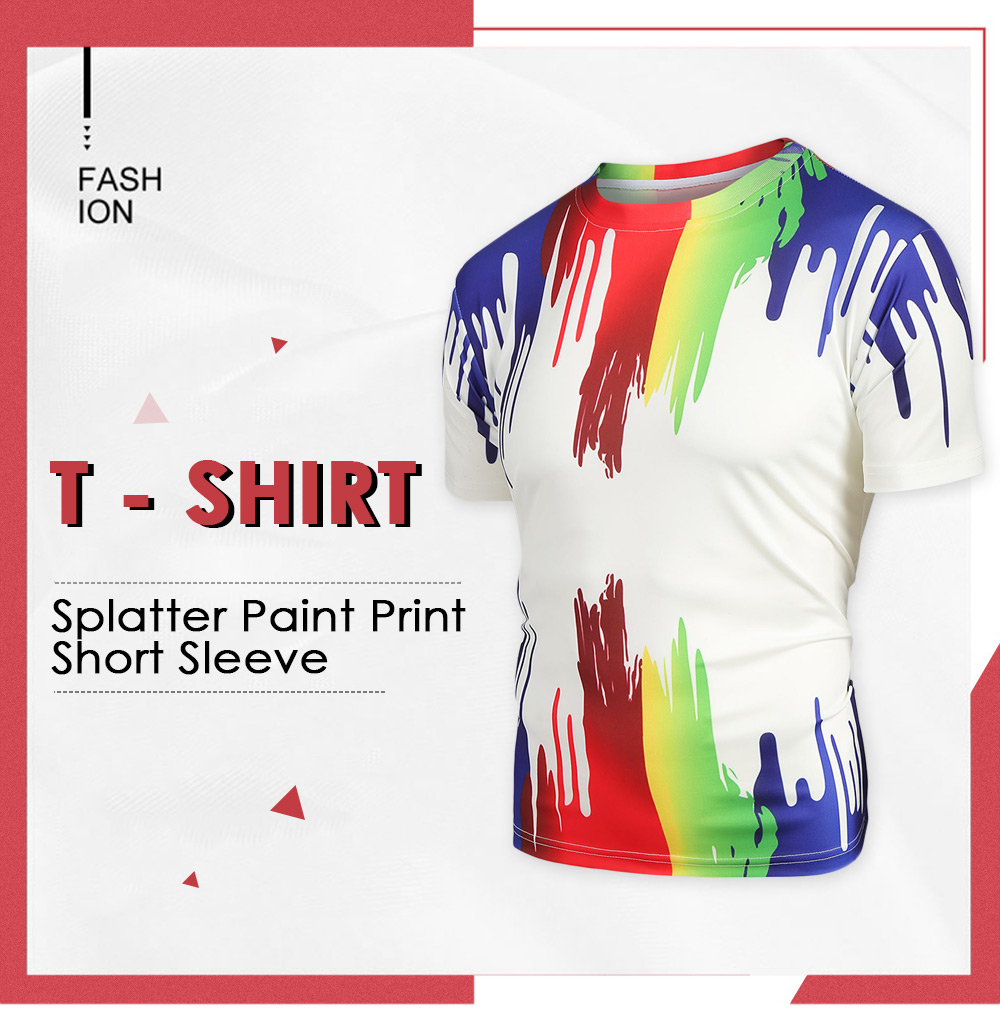 Splatter Paint Print Short Sleeves Tee