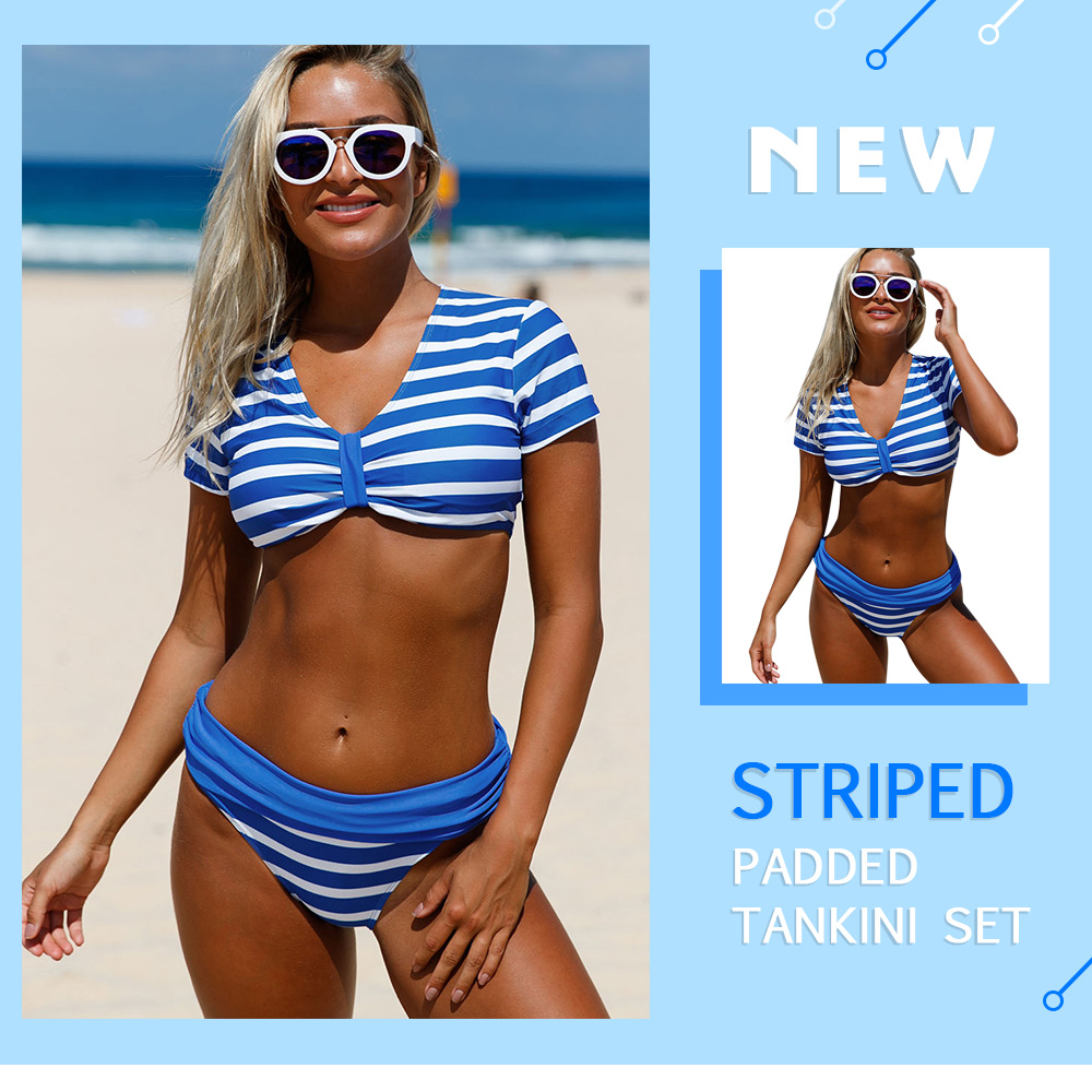 Padded Stripe Tankini Set