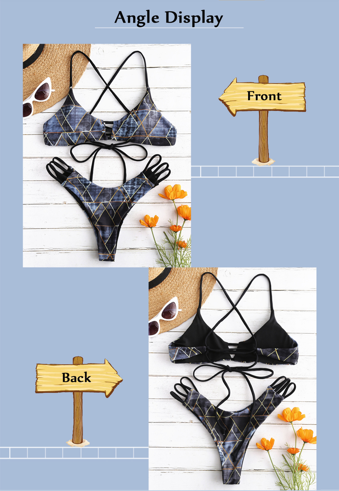 Cut Out Printed High Cut Bikini Set