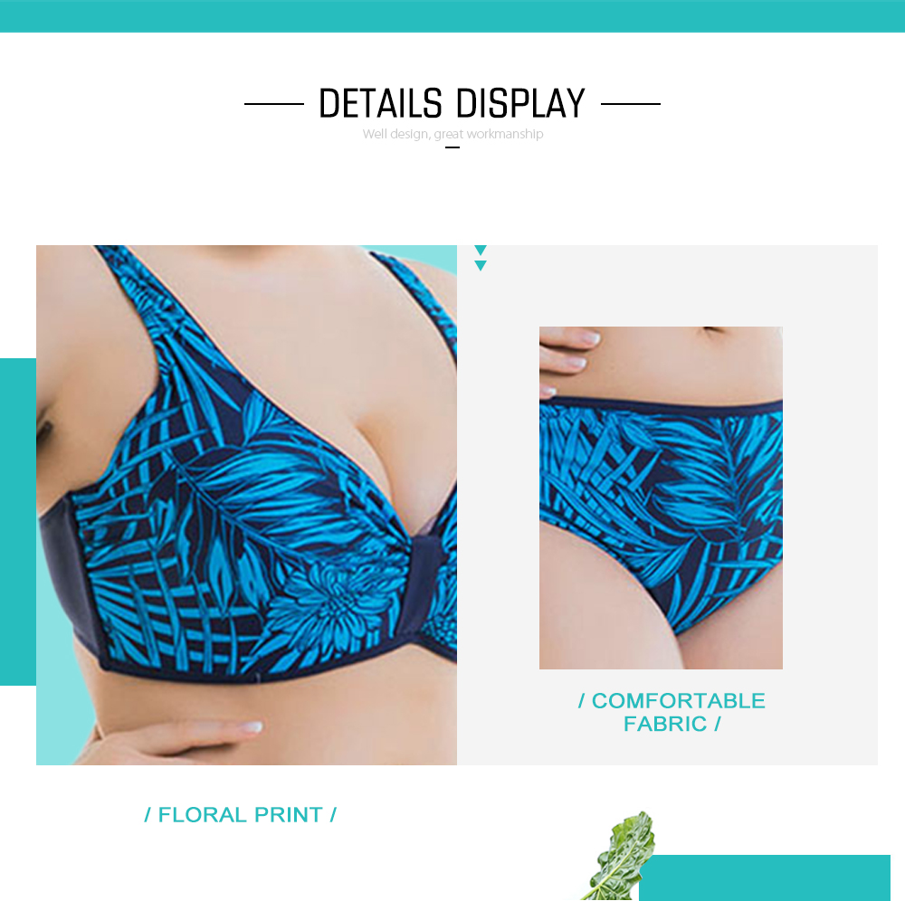 Tropical Print Plus Size Bikini Set