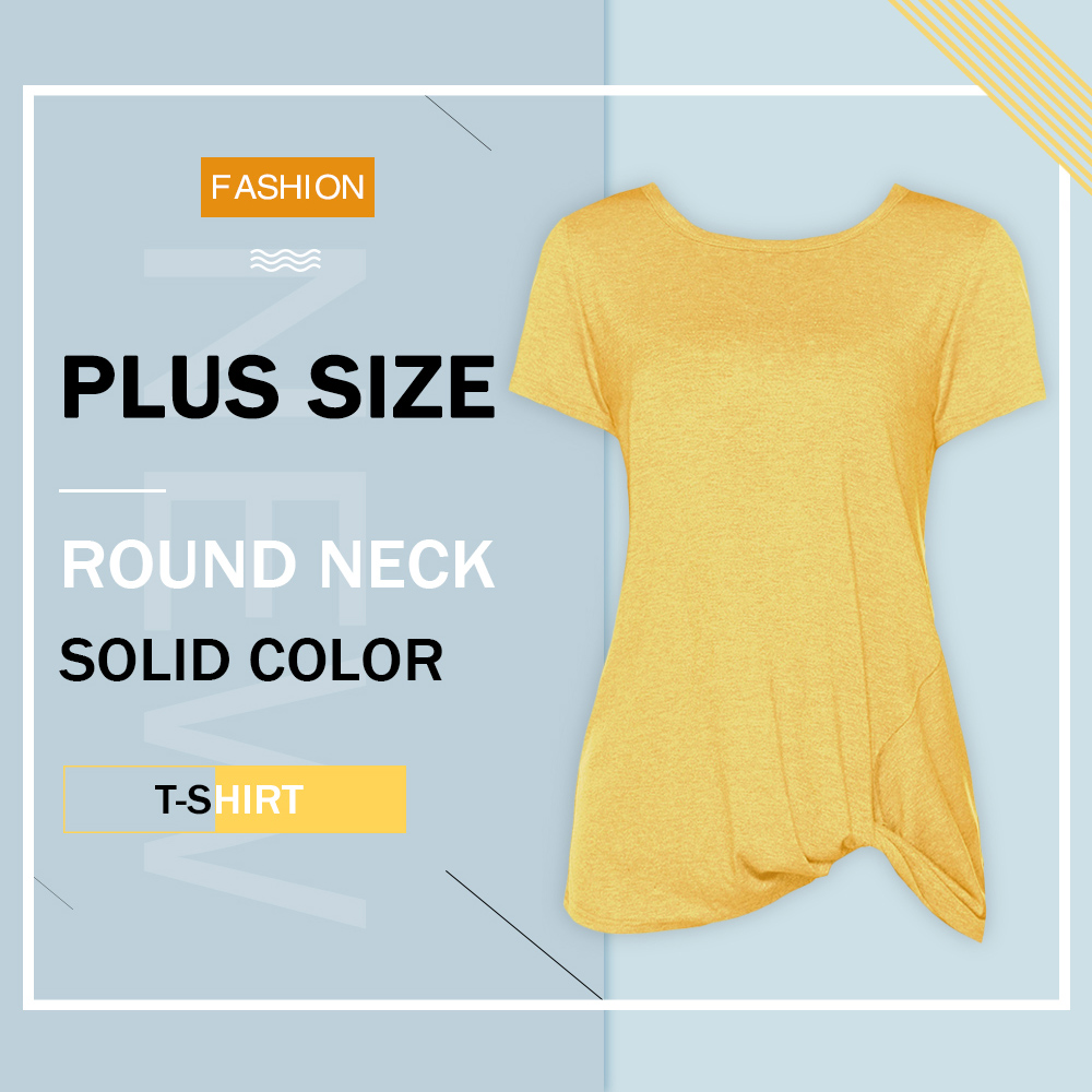 Round Neck Plus Size Twist Front T-shirt