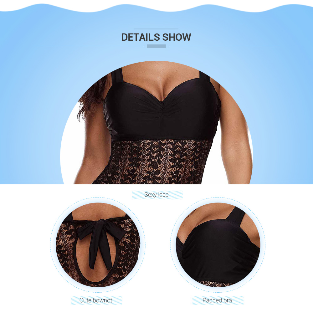 Cut Out Lace Panel Tankini and Boyshort