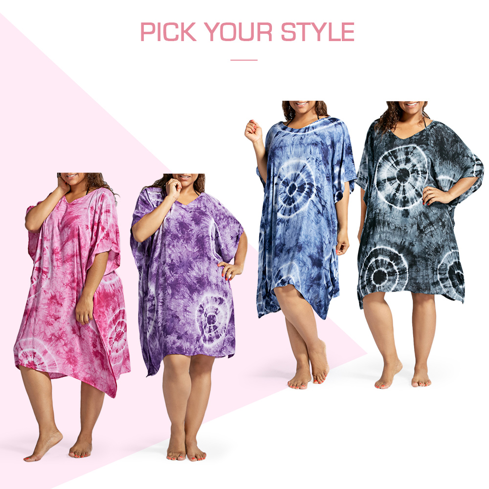 Batwing Sleeve Plus Size Cover Up Dress