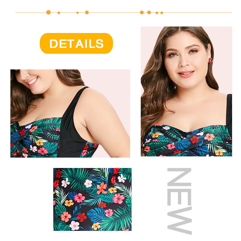 Plus Size Floral Print Ruched One-Piece Swimsuit