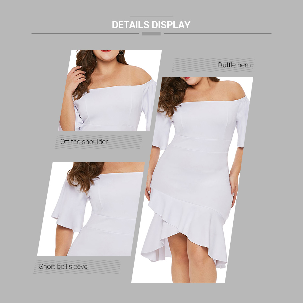 Plus Size Off The Shoulder Ruffle Hem Dress