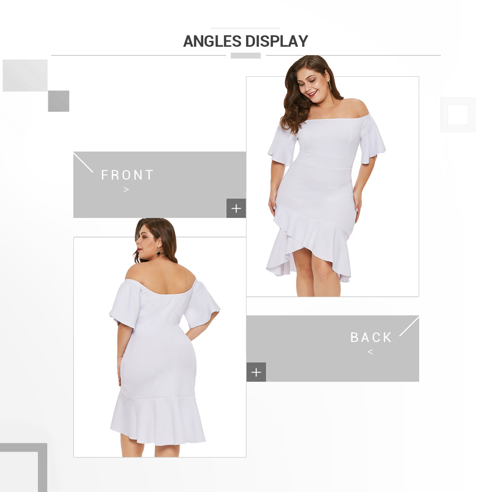 Plus Size Off The Shoulder Ruffle Hem Dress