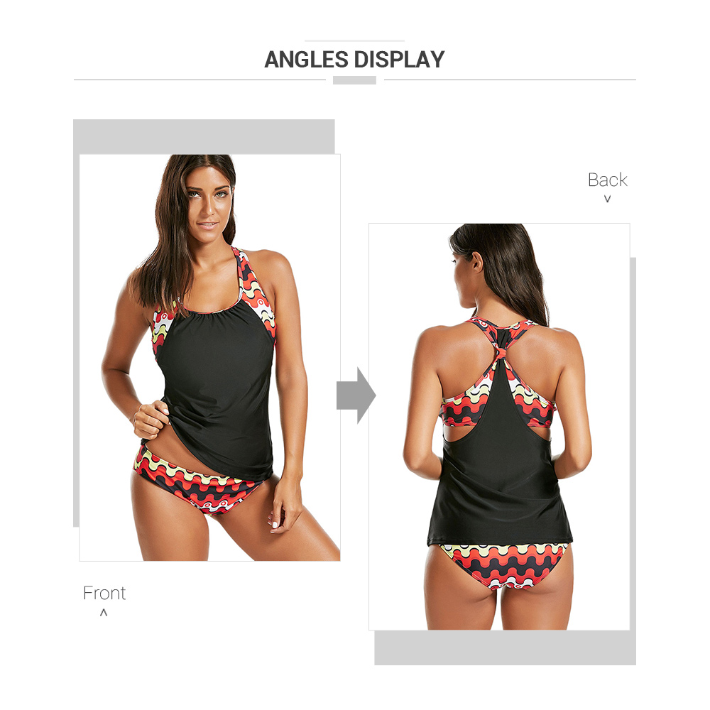 Printed Overlay Racerback Tankini Set