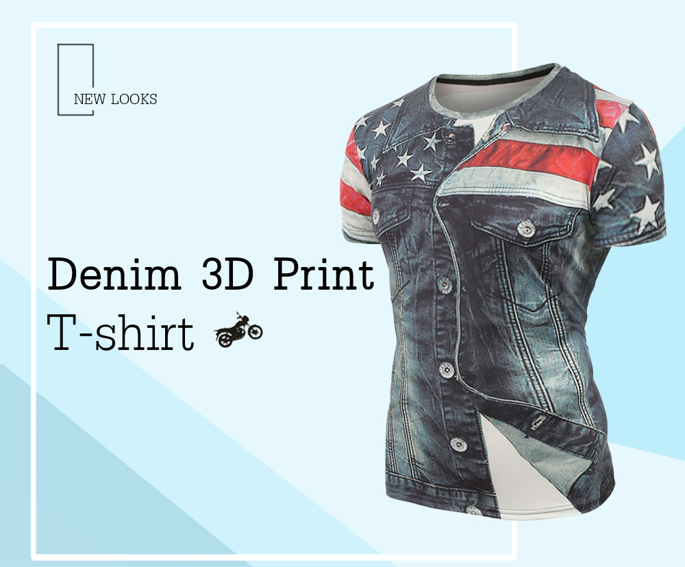 Denim Look 3D Print Tee