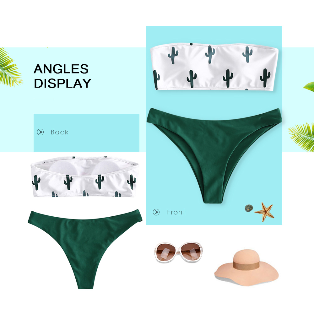 Cactus Print Bandeau Bikini Set