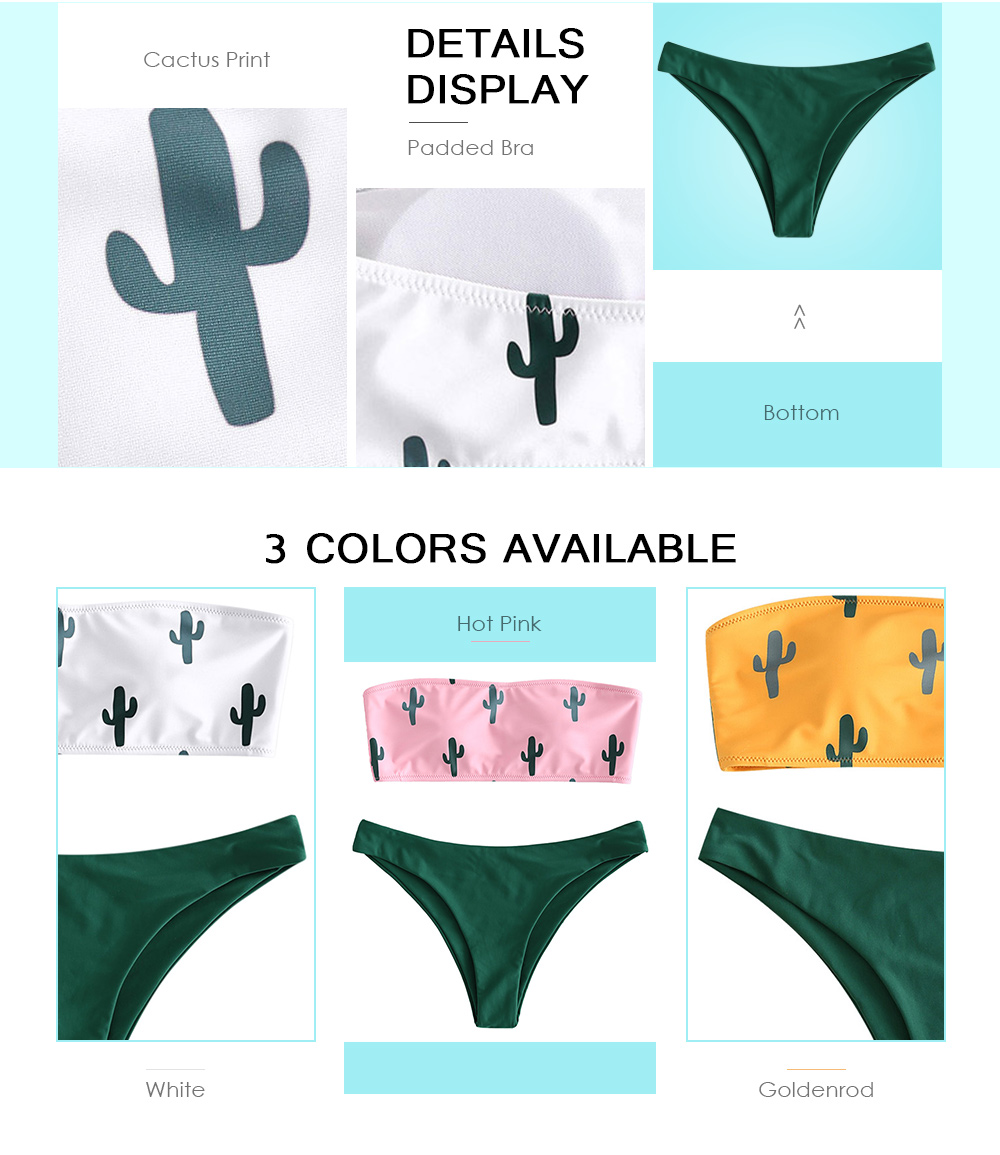 Cactus Print Bandeau Bikini Set