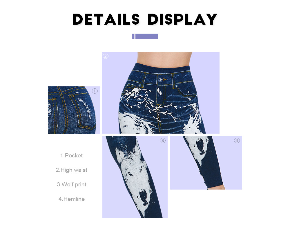 Wolf Print High Waist Skinny Pants
