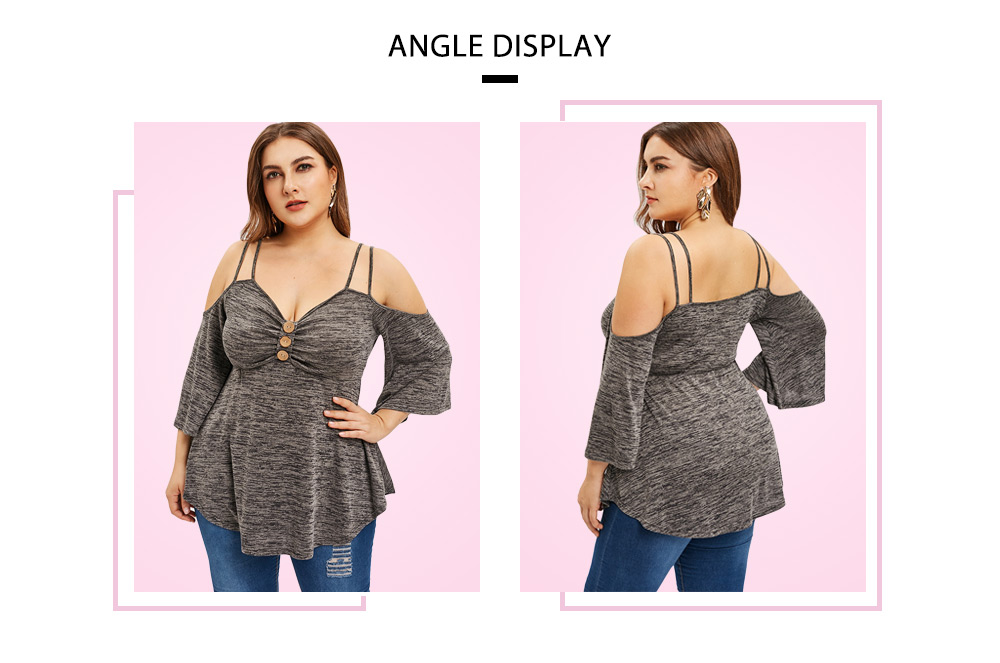 Plus Size Straps Flare Sleeve T-shirt