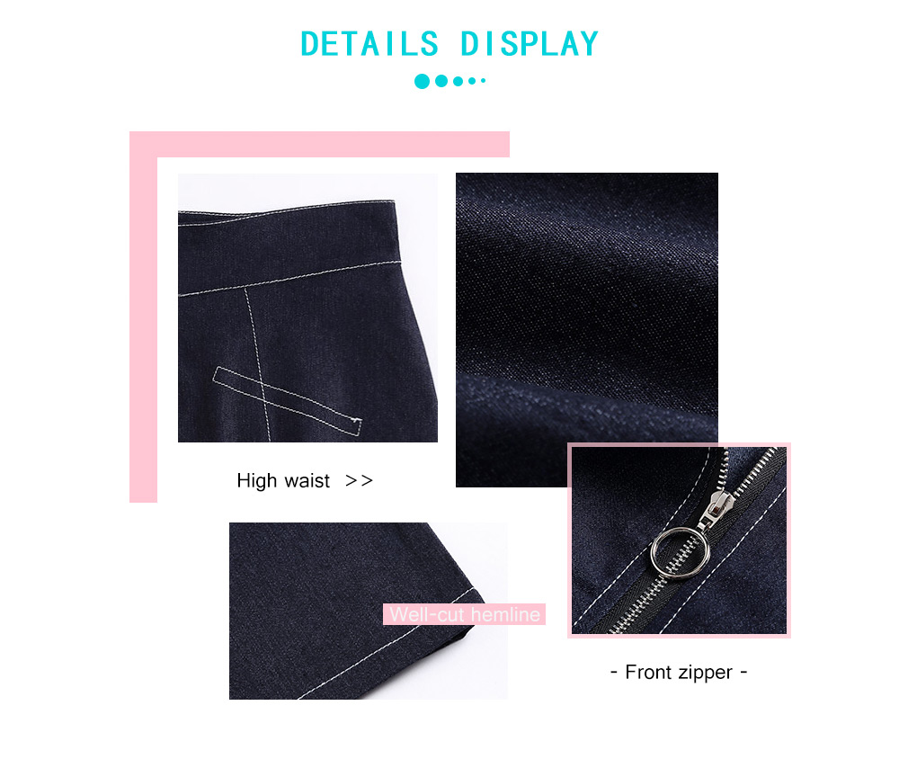 High Waist Front Zipper Bodycon Women Denim Skirt