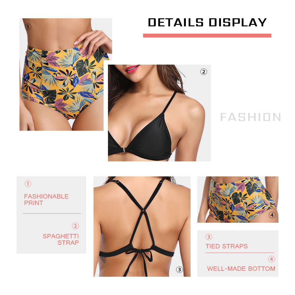 Floral Print High Waist Criss Cross Bikini Set