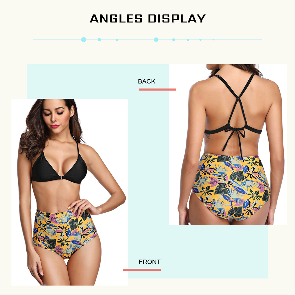 Floral Print High Waist Criss Cross Bikini Set