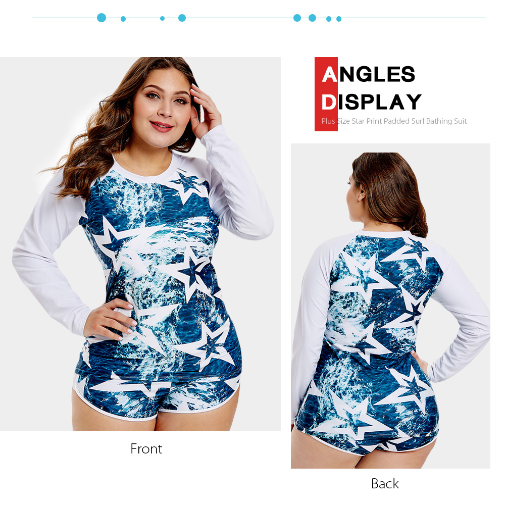 Plus Size Star Print Padded Surf Bathing Suit