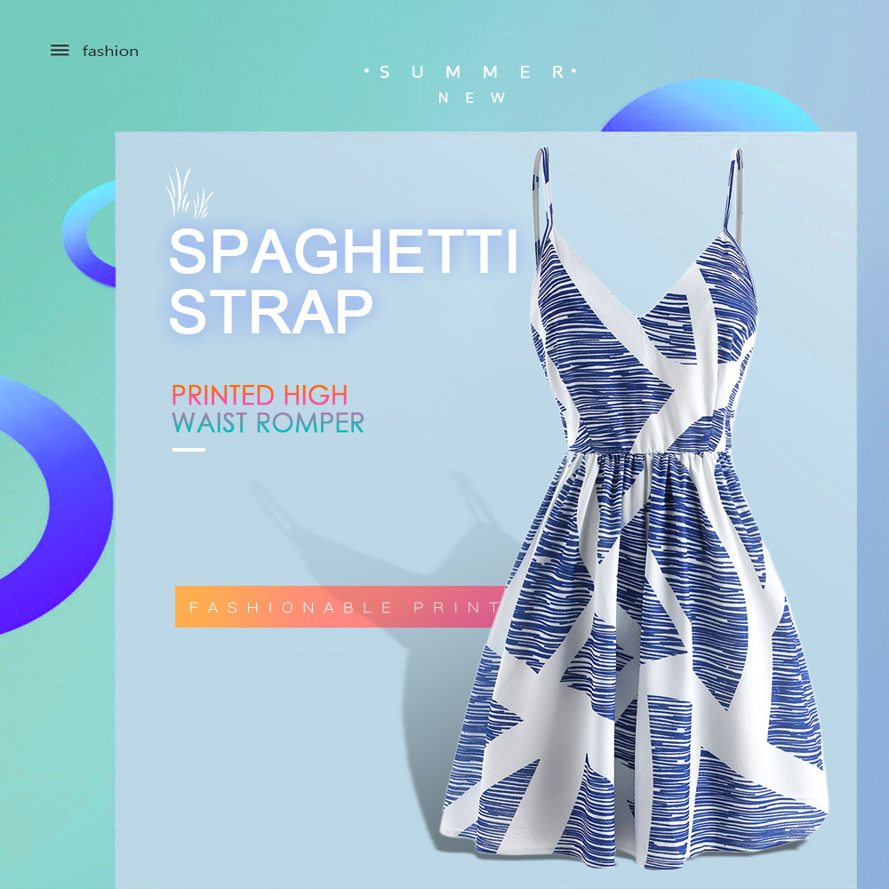 Spaghetti Strap Printed High Waist Tank Top