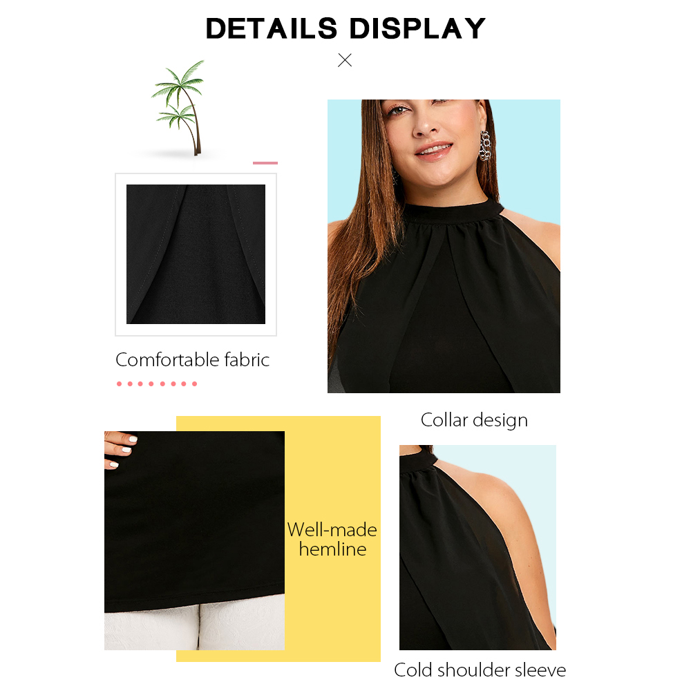 Plus Size Keyhole Cold Shoulder Overlap Top