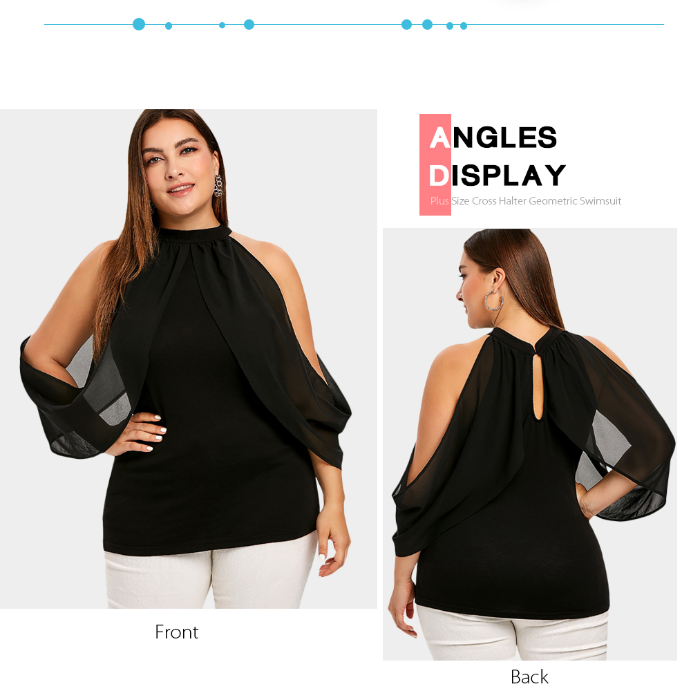 Plus Size Keyhole Cold Shoulder Overlap Top