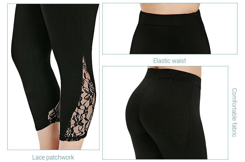 Plus Size Lace Insert Capri Leggings
