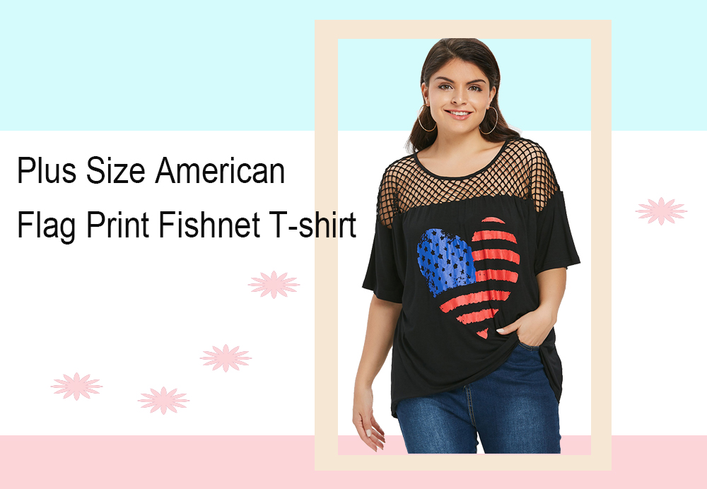 Plus Size American Flag Print Long Tee